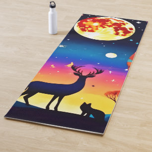 Tapis De Yoga Feu de nuit de la forêt