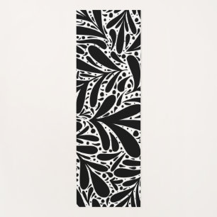 Tapis De Yoga Feuille abstrait noir et blanc