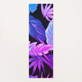 Tapis De Yoga Feuilles botaniques violettes tropicales