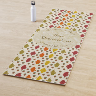 Tapis De Yoga Feuilles de chêne et Acorns Automne Mariage d'auto