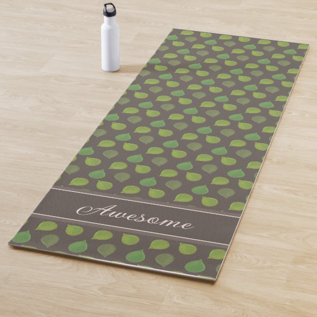 Tapis De Yoga Feuilles de Jade Tree sur le yoga Brown (En situation)