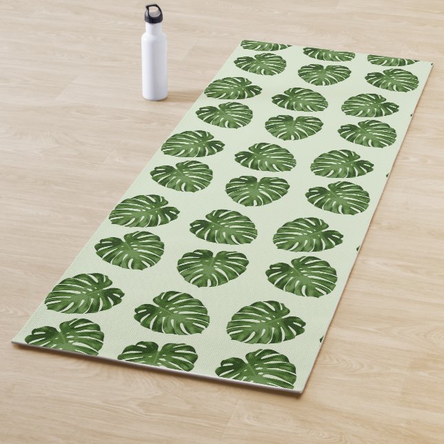 Tapis De Yoga Feuilles de palmiers, Feuilles verts, Motif tropic (En situation)