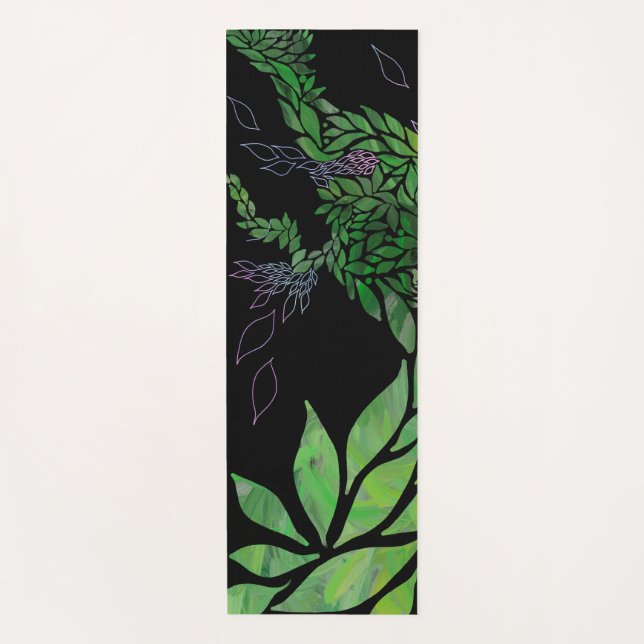 Tapis De Yoga feuilles texturés modernes sur arbre abstrait (Devant)