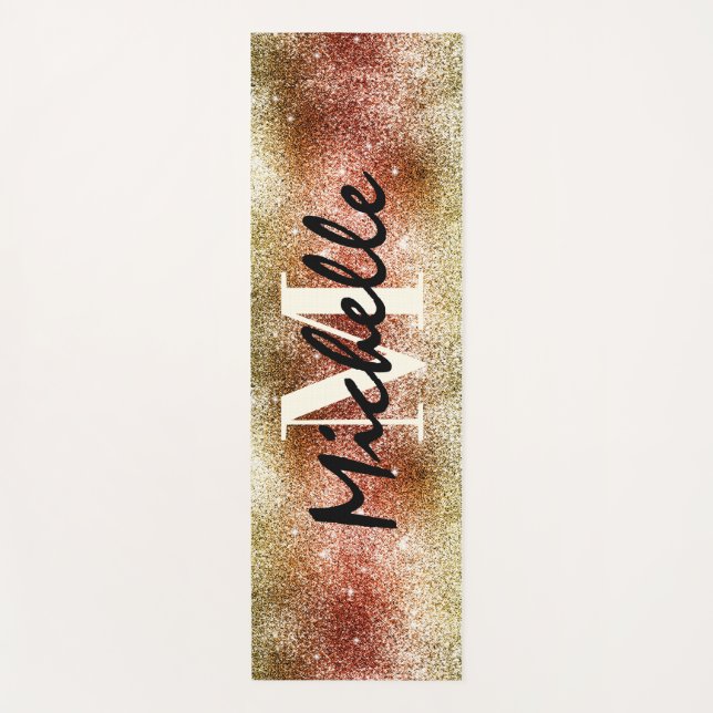 Tapis De Yoga Fille Pailletée Monogramme Entraînement (Devant)
