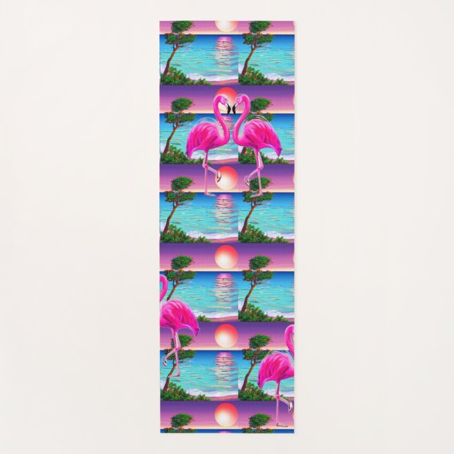 Tapis De Yoga Flamants roses Sun (Devant)