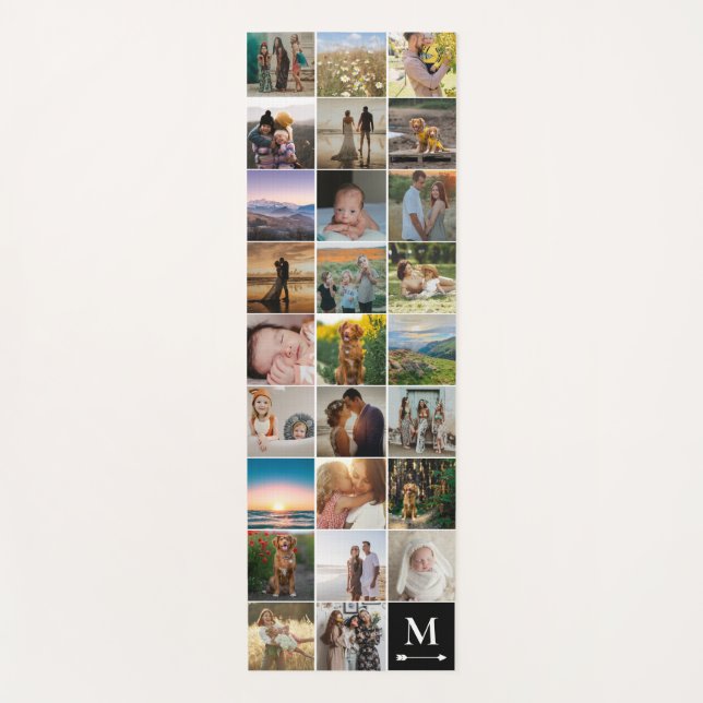 Tapis De Yoga Flèche Monogramme noir 26 Carré Photo Collage (Devant)