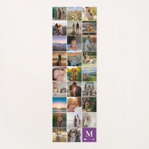 Tapis De Yoga Flèche violet Monogramme 26 Carré Photo Collage