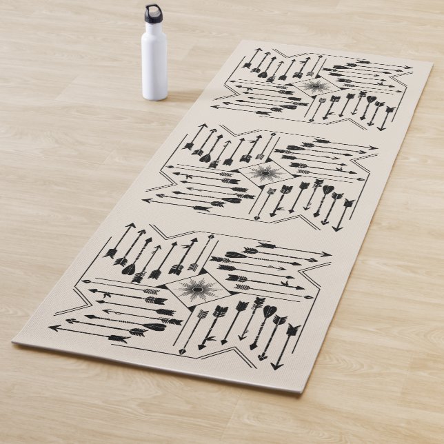 Tapis De Yoga Flèches Boho et Sun V12 Sq ID748 (En situation)