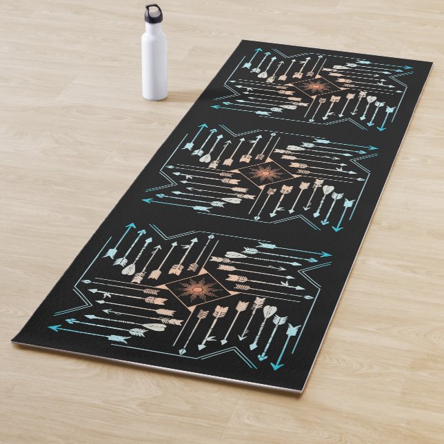Tapis De Yoga Flèches Boho et Sun V1 ID748 (En situation)