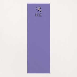 Tapis De Yoga Fleur aquarelle initiale monogramme lavande