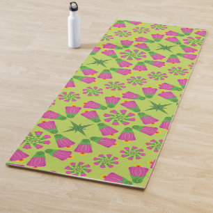 Tapis De Yoga Fleur de Bell rétro Mandalas Green Yoga Mat