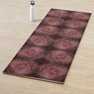 Tapis De Yoga Fleur de rose rouge Abstraite Nature Vintage