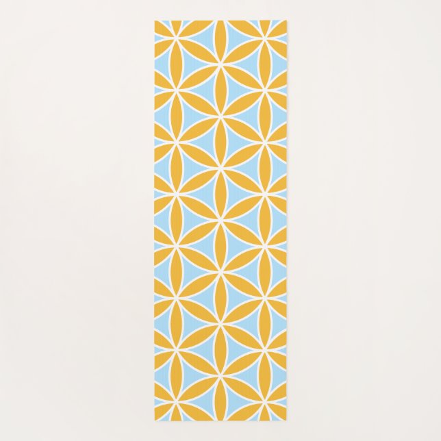 Tapis De Yoga Fleur de vie Lg Motif orange blanc & bleu (Dos)