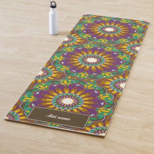 Tapis De Yoga Fleur de vie Mandala motif rétro nom personnalisé