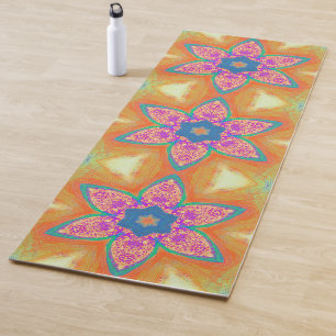 Tapis De Yoga Fleur étoile rose avec orange