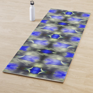Tapis De Yoga Fleur Gentienne Bleue Multipliée Nature Abstraite