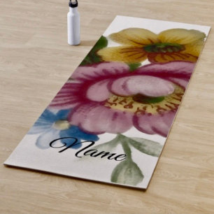 Tapis De Yoga Fleur inspirée de la porcelaine