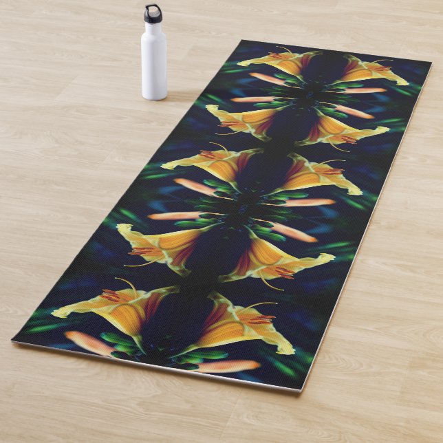 Tapis De Yoga Fleur jaune Abstrait (En situation)