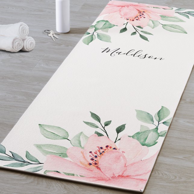 Tapis De Yoga Fleur rose personnalisée Yoga Mat (Pink Flower Yoga Mat)