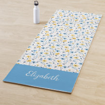 Fleur sauvage bleue et jaune aquarelle Nom personn