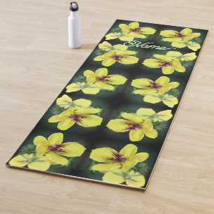 Tapis De Yoga Fleur sauvage jaune délicat Abstrait personnalisé