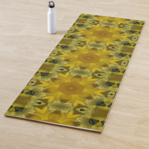 Tapis De Yoga Fleur soleil éclate dorée