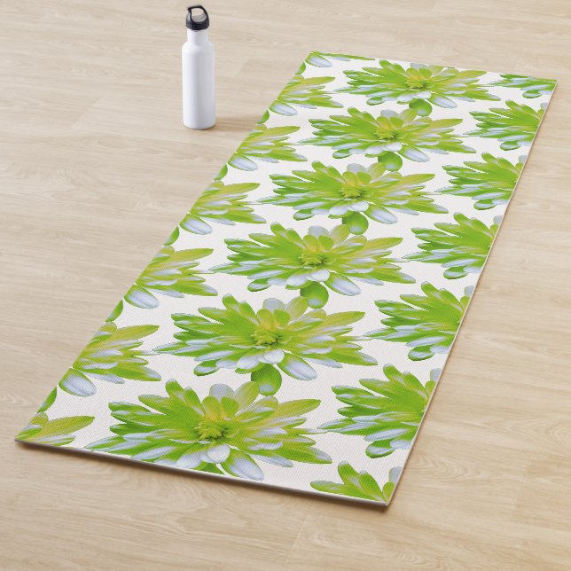 Tapis De Yoga Fleur vert vert vert vert pâle marguerite (En situation)