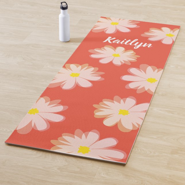 Tapis de yoga fleuri personnalisé avec design de f (En situation)