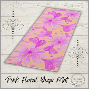 Tapis De Yoga Fleurs d'aquarelle en Yoga rose