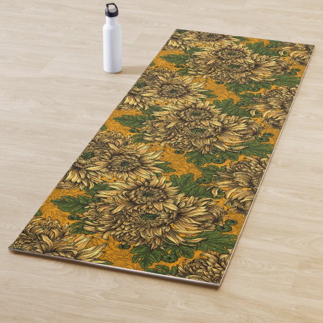 Tapis De Yoga Fleurs de chrysanthème jaune (En situation)
