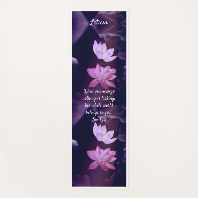 Tapis De Yoga Fleurs de Lotus pourpres Citation Yoga Mat (Devant)