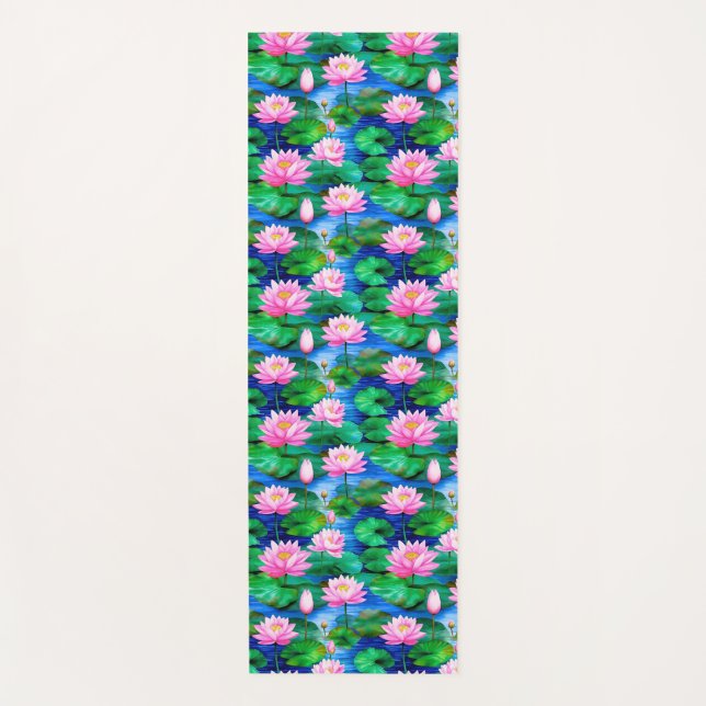 Tapis De Yoga Fleurs de Lotus roses sur un étang (Devant)