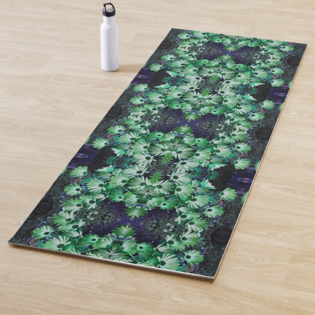 Tapis De Yoga Fleurs de marguerite africaines vertes Abstraites (En situation)