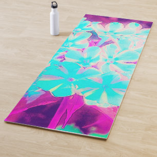 Tapis De Yoga Fleurs de Phlox de Tour de Menthe Poivrée Bleu d'O