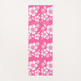 Tapis De Yoga Fleurs de plage rose tropicale