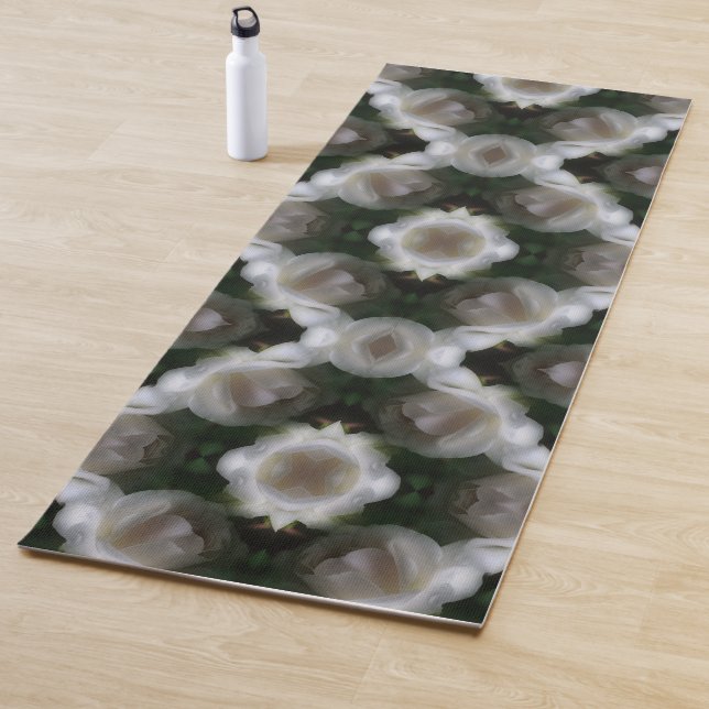 Tapis De Yoga Fleurs de rose blanche Abstraites (En situation)