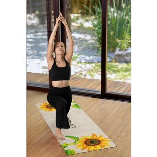 Tapis De Yoga Fleurs de soleil jaunes Brown Russe Floral Yoga Ma