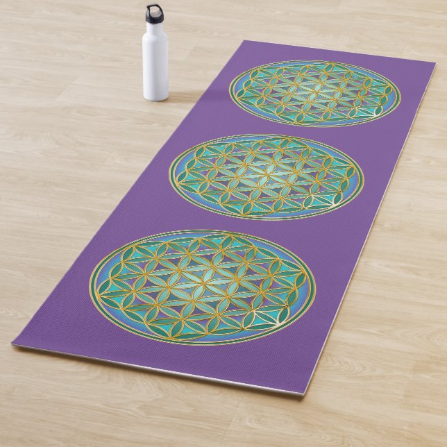 Tapis De Yoga FLEURS DE VIE - Géométrie Sacrée Design 1 (En situation)