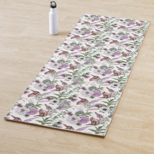 Tapis De Yoga Fleurs d'oiseaux écossaises et chardon