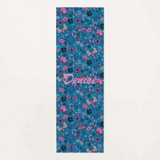 Tapis De Yoga Fleurs Et Papillons (Devant)