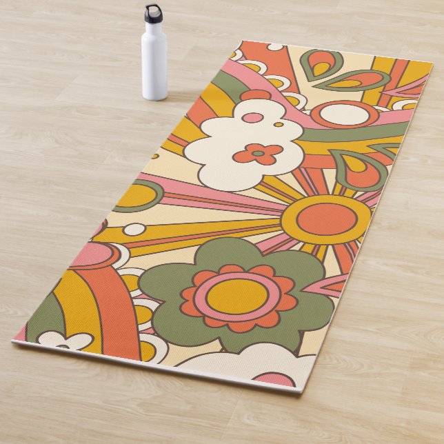 Tapis De Yoga Fleurs hippies super psychédéliques (En situation)