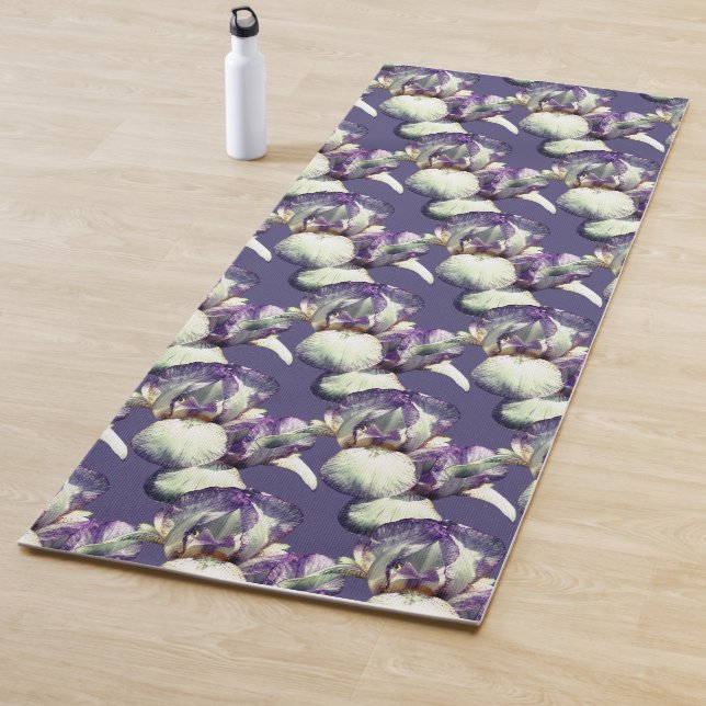 Tapis De Yoga Fleurs Iris Violet Motif de la nature (En situation)