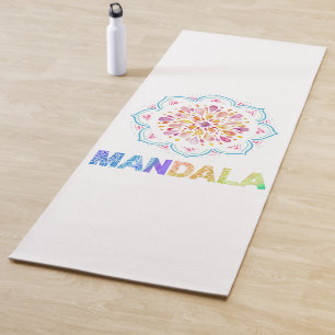 TAPIS DE YOGA FLEURS LOTUS COLORÉES MANDALA