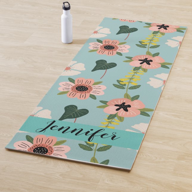 Tapis De Yoga Fleurs roses douces motif Yoga Mat (En situation)