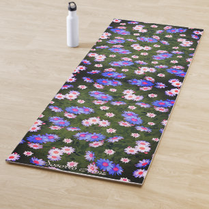 Tapis De Yoga Fleurs roses pâles et lavande bleu floral olive ve