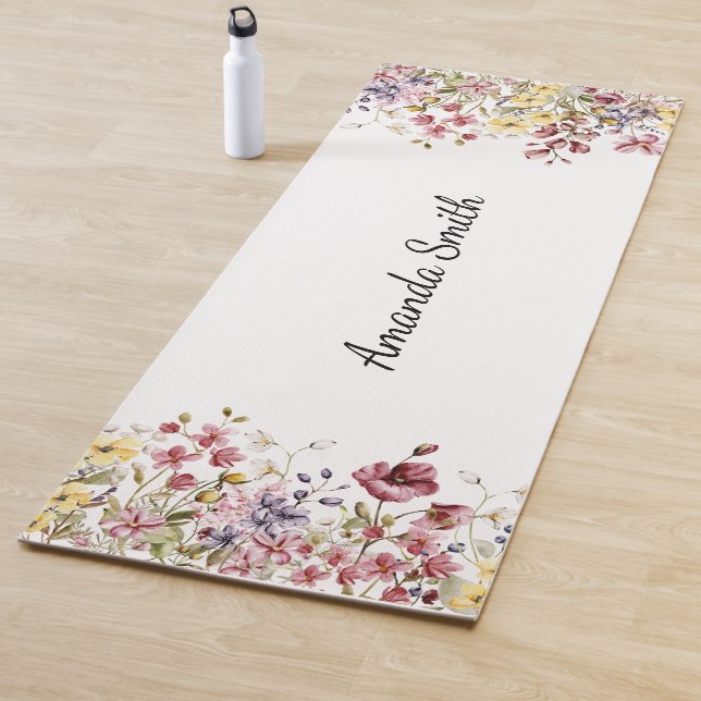Tapis De Yoga Fleurs sauvages de fleurs mignonnes Nom Yoga Mat (En situation)