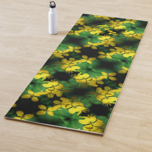 Tapis De Yoga Fleurs sauvages jaunes Abstrait Motif personnalisé