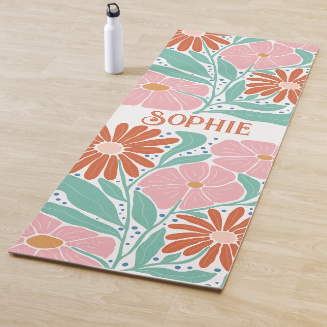 Tapis De Yoga Fleurs Super retro Boho Personnalisées Yoga Mat (En situation)