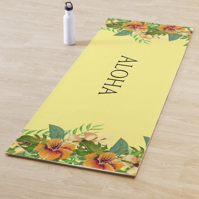 Tapis De Yoga Fleurs tropicales d'Aloha (En situation)