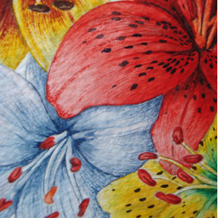 Tapis De Yoga fleurs uniques grandes et audacieuses colorées flo